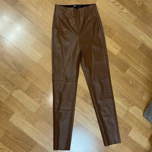 High waisted faux leather pants